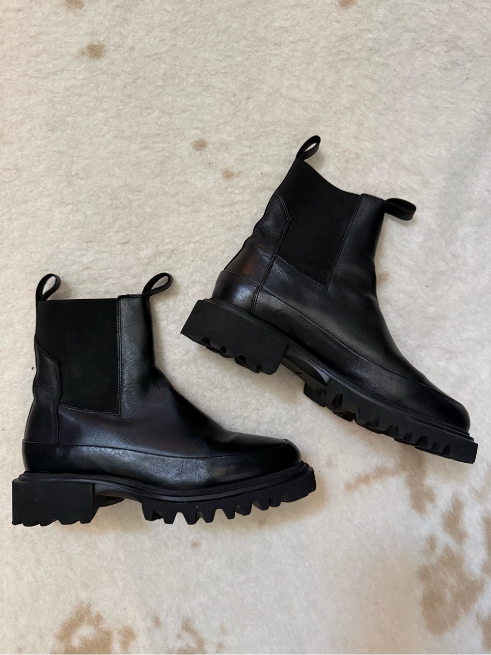 All Saints Black Lug Chelsea Boots for Women 38.5